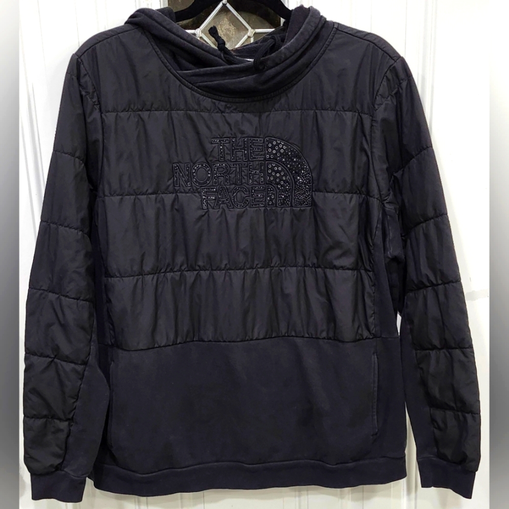The North Face black reflective hoodie pullover kangaroo pocket women's …